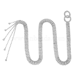 Crystal Rhinestone Tennis Waist Chain with Double Rings, Iron Chain Belt for Wedding Party, Crystal, 48-3/8 inch(123cm)(AJEW-WH0248-54)