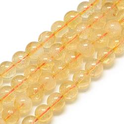 Natural Citrine Beads Strands, Round, 6x6mm, Hole: 1mm, about 62pcs/strand, 15.5 inch(G-S150-09-6mm)