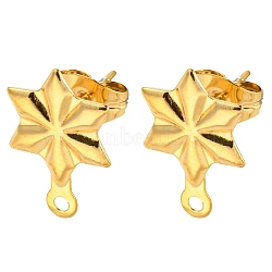 304 Stainless Steel Stud Earring Findings, with Horizontal Loops, Golden, Star, 14.5x9.5mm, Hole: 1.2mm, Pin: 0.7mm(EJEW-D081-02C-G)