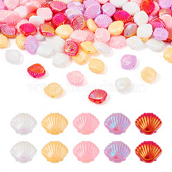 125Pcs 5 Colors ABS Plastic Beads, Imitation Shell, Mixed Color, 10x2.5x4mm, Hole: 1.5mm, 25pcs/color(KY-TA0001-33)