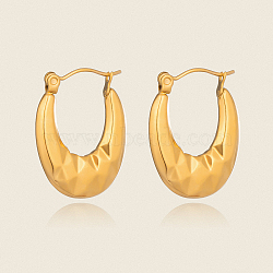 Oval 304 Stainless Steel Hoop Earrings, Real 18K Gold Plated, 22.5x17.7mm(PG1379)