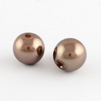 ABS Plastic Imitation Pearl Round Beads, Coffee, 20mm, Hole: 2.5mm, about 120pcs/500g