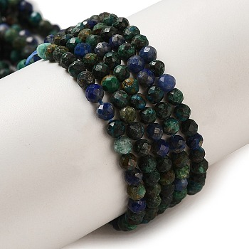 Natural Chrysocolla & Lapis Lazuli Beads Strands, Faceted, Round, 3~3.5mm, Hole: 0.7mm, about 138pcs/strand, 15.31''(38.9~39.2cm)