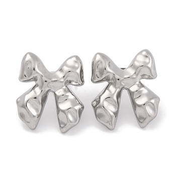 Non-Tarnish 304 Stainless Steel Stud Earrings, Bowknot, Stainless Steel Color, 23x20mm