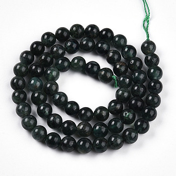 Natural Green Kyanite Beads Strands, Round, 6.5mm, Hole: 0.7mm, about 62pcs/strand, 15.63''(39.7cm)