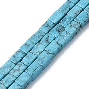 Synthetic Turquoise Beads Strands, Cuboid, 6x4x4mm, Hole: 1mm, about 65pcs/strand, 15.94 inch(40.5cm)