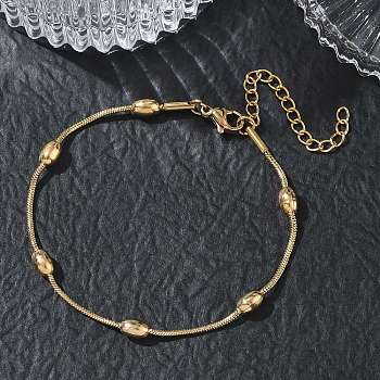 304 Stainless Steel Oval Round Snake Chain Bracelets, Ion Plating(IP), Golden, 7.05 inch(17.9cm)