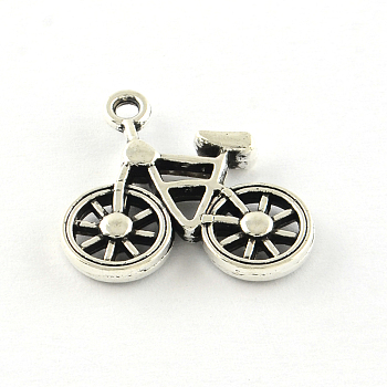 Bicycle Tibetan Style Alloy Pendants, Cadmium Free & Lead Free, Antique Silver, 19x20x3mm, Hole: 2mm, about 570pcs/1000g
