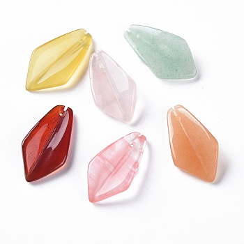 Natural & Synthetic Mixed Gemstone Pendants, Rhombus, Mixed Dyed and Undyed, 21x11x4mm, Hole: 0.8mm