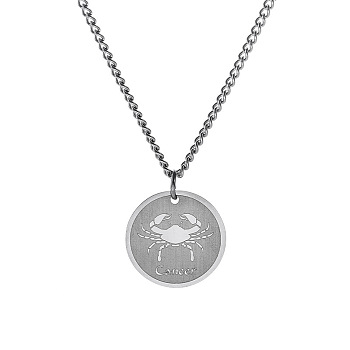 Non-Tarnish Stainless Steel 12 Constellation Pendant Necklaces for Sweater, Stainless Steel Color, Cancer