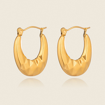 Oval 304 Stainless Steel Hoop Earrings, Real 18K Gold Plated, 22.5x17.7mm