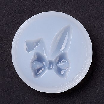 Bowknot with Ear DIY Food Grade Silicone Molds, Resin Casting Molds, For UV Resin, Epoxy Resin Jewelry Making, White, 59x11mm, Inner Diameter: 40x32mm