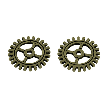 Tibetan Style Alloy Steampunk Pendants, Cadmium Free & Lead Free, Gear, Antique Bronze, 12x1mm, Hole: 1mm, about 2320pcs/1000g