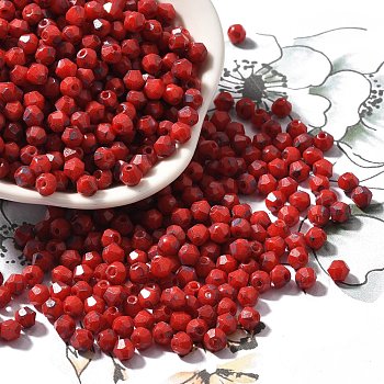 Baking Paint Glass Seed Beads, Bicone, Red, 4.5x4mm, Hole: 1.1mm, about 6428pcs/pound