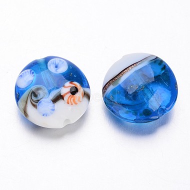 Ocean Style Flat Round Handmade Lampwork Beads(LAMP-F006-13)-4