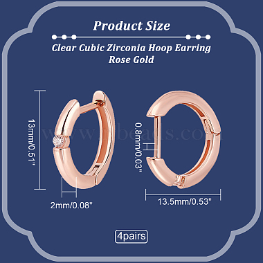4 Pairs Clear Cubic Zirconia Hoop Earring(EJEW-NB0001-11RG)-2