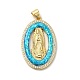 Rack Plating Brass Micro Pave Cubic Zirconia with Synthetic Opal Pendants(KK-D088-22G)-2