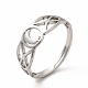 304 Stainless Steel Crescent Moon Adjustable Ring for Women(RJEW-B027-03P)-1