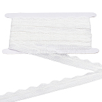 5 Yards Hollow Flower Bowknot Cotton Lace Trim, Wavy Edged Ribbon, Garment Accessories, with 1Pc Cardboard Display Card, White, 1-1/8 inch(30mm)(OCOR-LP0001-17)