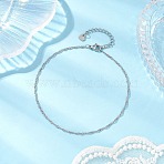 304 Stainless Steel Singapore Chain Anklets, Stainless Steel Color, 9-1/8 inch(230mm)(AJEW-AN00644-02)