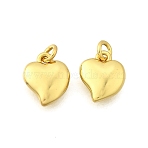 Brass Pendants, Heart Charms, Rack Plating, Lasting Plated, Cadmium Free & Lead Free, with Jump Ring, Real 18K Gold Plated, 9.5x7.5x2.5mm, Hole: 2mm(KK-I275-10G-03)