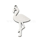 201 Stainless Steel Pendants, Flamingo Shape Charms, Laser Cut, Stainless Steel Color, 29.5x15.5x1.5mm, Hole: 1.5mm(SA-CBA9671-07P)