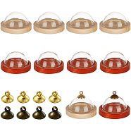 Nbeads 10 Sets 2 Colors Clear Glass Dome Cloches, Half Round Bell Jars, Decorative Hanging Glass Cover, with 10Pcs 2 Colors Natural Wood Cabochon Settings, Mixed Color, Cover: 25x13mm, Inner Diameter: 22mm(AJEW-NB0003-88)