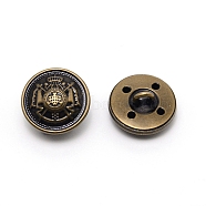 4-Hole Brass Buttons, Half Round with Skull, for Sewing Crafting, Antique Bronze, 14.5x9mm, Hole: 2mm(BUTT-WH0022-01A-AB)