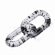 Transparent Acrylic Linking Rings, Quick Link Connectors, for Cable Chains Making, Oval, Black, 27x16.5x4mm, Inner Diameter: 7.5x18mm(OACR-N009-013B-08)