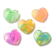 Gradient Color Transparent Resin Decoden Cabochons, with Glitter Powder, Heart, 22x24.5x6mm(RESI-D008-06A)