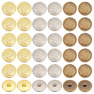 60Pcs 3 Colors ABS Plastic Shank Buttons, 1-Hole, Flat Round with Flower Pattern, Mixed Color, 25x9.5mm, Hole: 3x4mm, 20pcs/color(BUTT-OC0001-40)