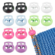 WADORN 12Pcs 6 Colors Plastic & Iron Cord Locks, Double Hole Drawstring Stopper Fastener Buttons, Mixed Color, 21.5x22.5x17mm, Hole: 6mm, 2pcs/color(FIND-WR0011-33)