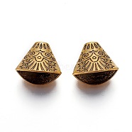 Nickel Free & Lead Free Alloy Bead Cones, Long-Lasting Plated, For Tassels Pendant,  Apetalous, Antique Golden, 18~19x19.5~20x11mm, Hole: 2mm, Inner Diameter: 8~10x18mm(PALLOY-J471-55AG-FF)
