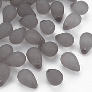 Transparent Acrylic Pendants, Frosted, Teardrop, Gray, 13x8.5mm, Hole: 1.6mm, about 1000pcs/500g(MACR-S373-67-M03)