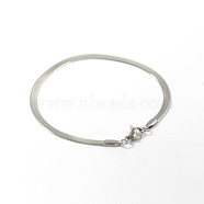 304 Stainless Steel Bracelets, Herringbone Chain Bracelets, with Lobster Claw Clasps, Stainless Steel Color, 180x3x0.5mm(7.08 inch)(X-BJEW-D418-01P)