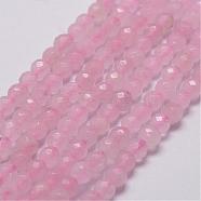 Natural Rose Quartz Beads Strands, Faceted, Round, 4mm, Hole: 1mm, about 96pcs/strand, 14.9 inch~15.1 inch(G-D840-20-4mm)