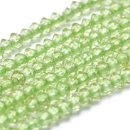 Natural Peridot Beads Strands, Faceted, Bicone, 2x1mm, Hole: 0.5mm, about 390pcs/Strand, 15.35 inch(39cm)(G-F686-12A-01)