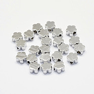 Long-Lasting Plated Brass Beads, Real Platinum Plated, Nickel Free, Flower, 5x5x2.5mm, Hole: 1.5mm(KK-K193-079P-NF)