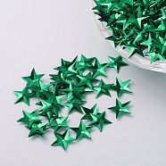Ornament Accessories Plastic Paillette/Sequins Beads, Star, Green, 10x10x0.8mm, Hole: 1mm(PVC-E001-05-YD03)