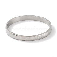 304 Stainless Steel Textured Bangles, Stainless Steel Color, Inner Diameter: 2-1/8x2-1/2 inch(5.4x6.3cm)(BJEW-F464-13P)