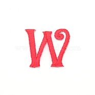 Computerized Embroidery Cloth Iron on/Sew on Patches, Costume Accessories, Appliques, Letter, Red, Letter.W,  26x30x1.4mm(DIY-TAC0007-90W)