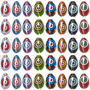 64Pcs 8 Colors Printed Natural Cowrie Shell Beads, No Hole/Undrilled, with Evil Eye Pattern, Mixed Color, 18~22x13~14x6~8mm, 8pcs/color(SHEL-SC0001-32)