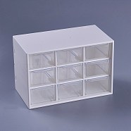 Plastic Cosmetic Storage Display Box, Makeup Organizer, Three-layer Drawer , White, 18x9.8x11.9cm(AJEW-WH0096-62)