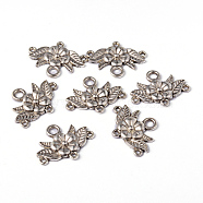 Tibetan Style Chandelier Component Links, Flower, Lead Free and Cadmium Free, Antique Silver Color, 32x23x3mm, Hole: 2mm(X-EA9731Y)