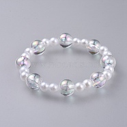 Transparent Acrylic Imitated Pearl  Stretch Kids Bracelets, with Transparent Acrylic Beads, Round, Clear, 1-7/8 inch(4.7cm)(BJEW-JB04575-01)
