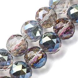 Transparent Electroplate Glass Beads Strands, Round, Faceted, Mixed Color, 18x16.5mm, Hole: 2mm, about 22pcs/strand, 14.37 inch(36.5cm)(EGLA-N002-34G-F05)