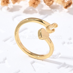 Brass Cuff Rings for Women, Letter, Letter E, Inner Diameter: 15.6mm(RJEW-U044-E)