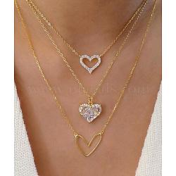 Alloy Pendant Layered Chain Necklaces for Women, Golden, Heart, 17.72 inch(45cm)(WGC39CD-05)