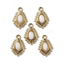 Vacuum Plating 201 Stainless Steel White Jade Pendants, Real 18K Gold Plated, Kite Charms, 16.5x11.5x4mm, Hole: 1.8mm(STAS-C064-VC918)