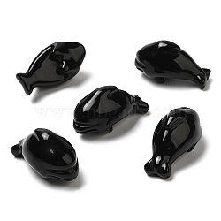 Natural Obsidian Sculpture Display Decorations, for Home Office Desk, Dolphin, 20~21x36~37x18.5~19.5mm(DJEW-Q002-02D)